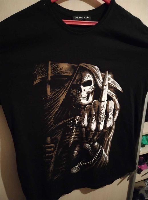 футболка з принтом смерті з косою(похмурий жнець)