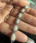 Pulseira prata com opalas brancas e zirconias,nova