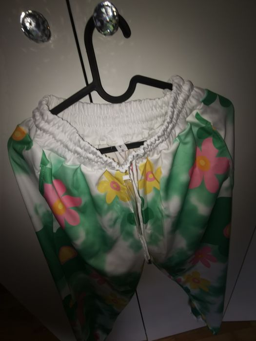 Dres damski kwiaty zielone premium zdobienia uniwersalny