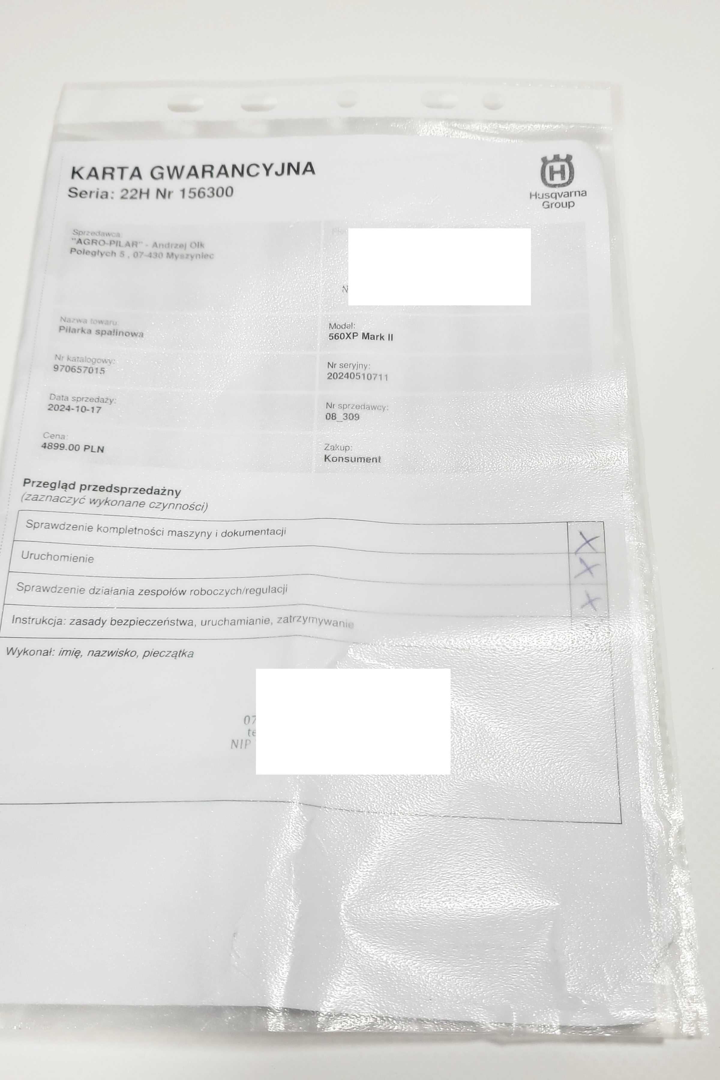 Profesjonalna pilarka Husqvarna 560 XP Mark II Gwarancja