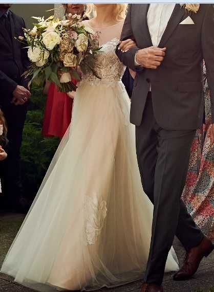 Piękna suknia ślubna boho projektu Aleksandry Mirosław r. 34-36