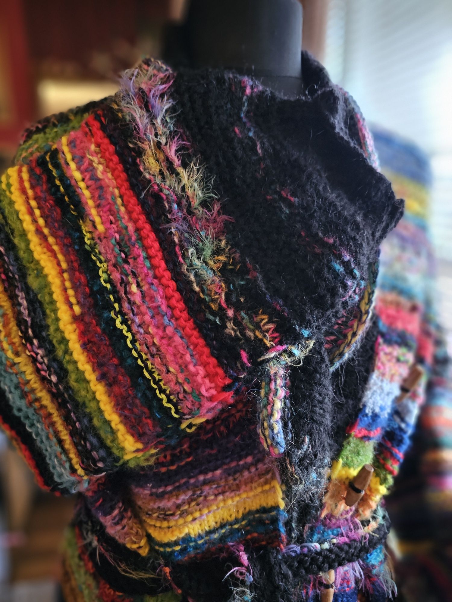 Długi kardigan płaszcz sweter rękodzieło handmade