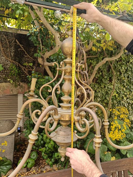 Candelabro antigo bronze dourado