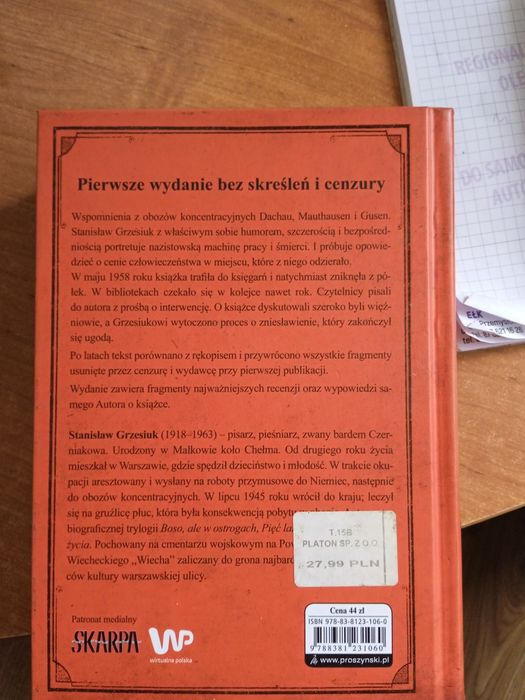 Pięć lat kacetu Grzesiuk wydanie bez skreśleń i cenzury