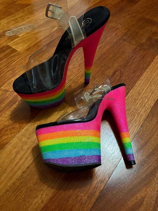 Sapatos Pole Dance Pleaser Arco Iris