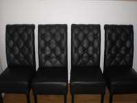 krzesła pikowane tapicerowane czarne 4 szt komplet krzeseł