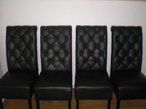 krzesła pikowane czarne 4 szt