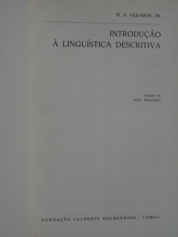 Introdução à Linguística Descritiva de H. A. Gleason Júnior