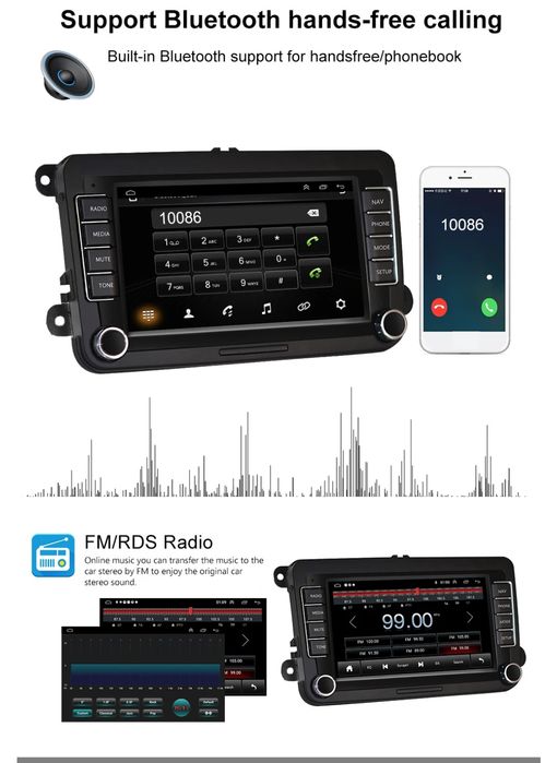 Rádio android 7" Volkswagen Skoda Seat 2/64GB Carplay WiFi CANBUS NOVO