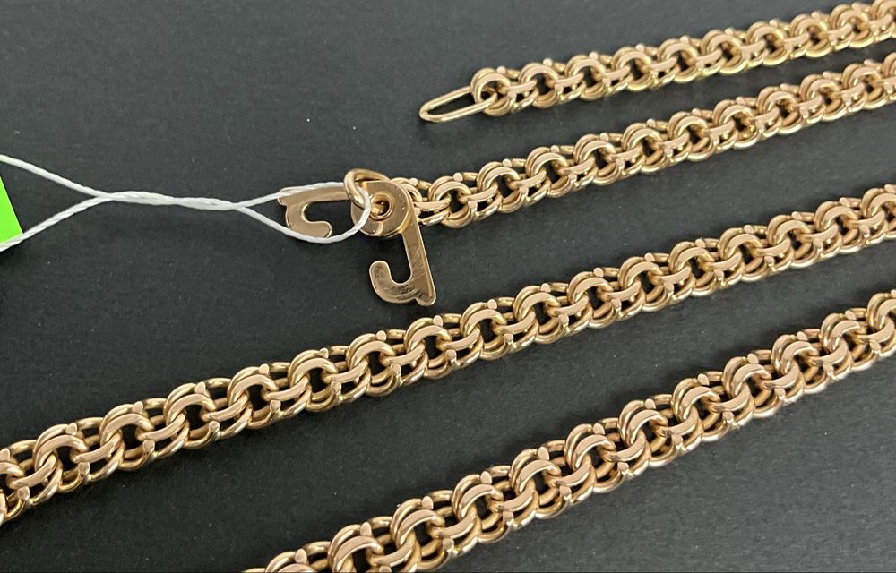 #цепь#золото585#вес 41,85#длина 61 см# бисмарк# комплект#браслет#