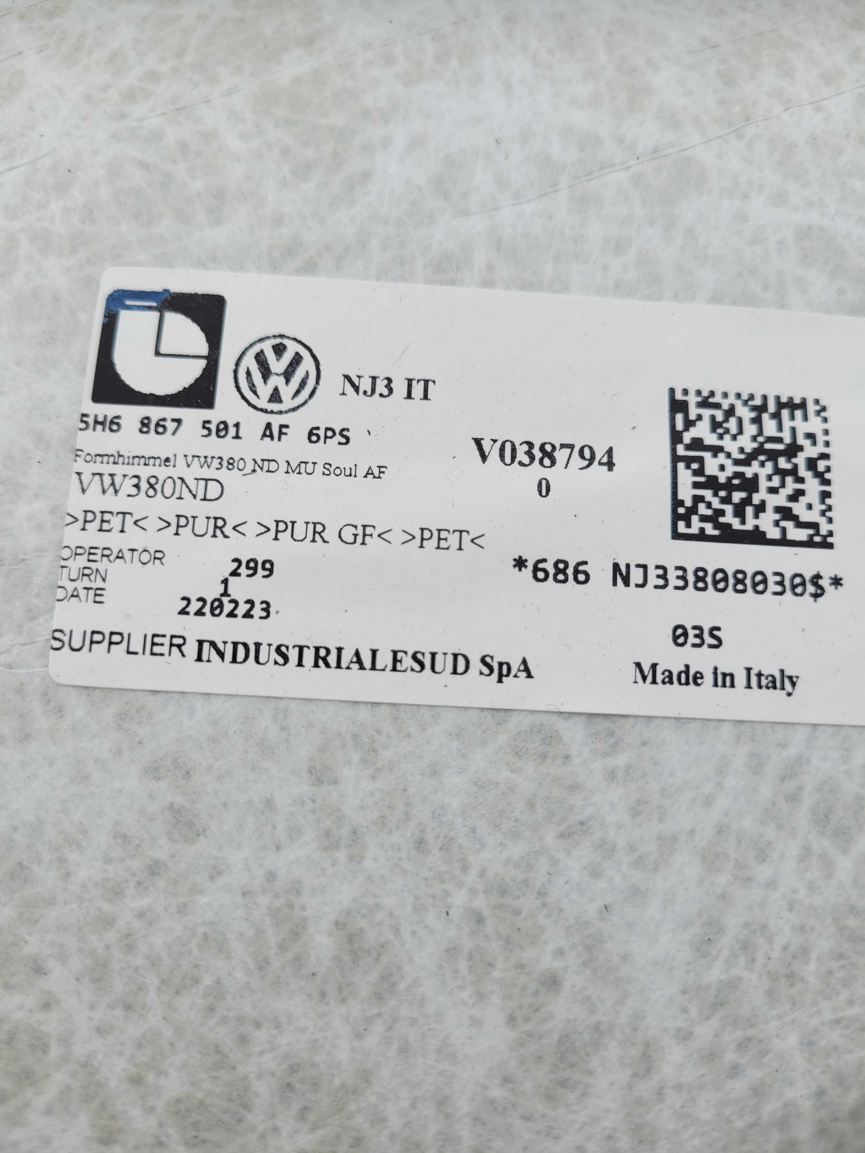 Vw Golf 8 VIII R 2022 5D podsufitka czarna orginał okazja