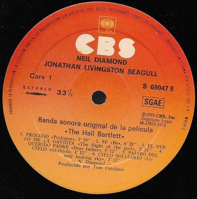 Neil Diamond - - - - - Jonathan Livingstone Seagull - - - - - LP