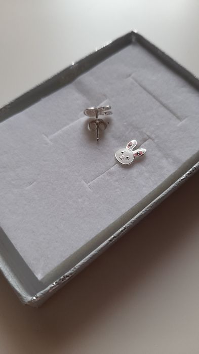 Królik kolczyki srebro 925 sztyft