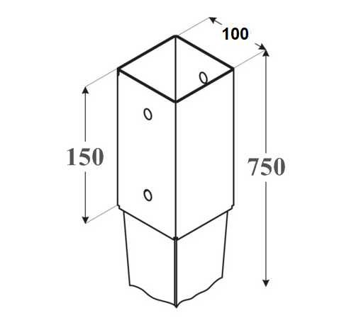 Podstawa słupa wbijana kotwa wspornik 100x750 GRUBA