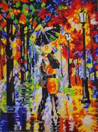 Картина вышитая чешским бисером Двое под зонтом