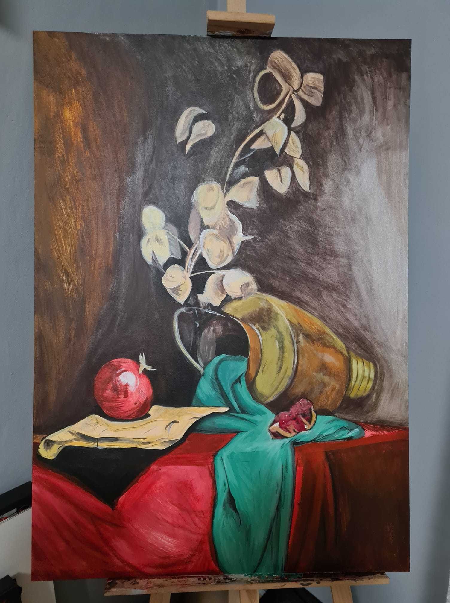 Martwa natura akryl na płycie 70 x 100 cm