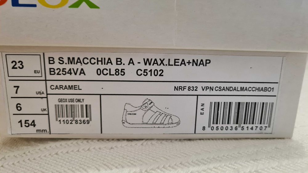 Sandálias de Criança Geox Macchia Baby Caramel - Tam. 23 - COMO NOVAS