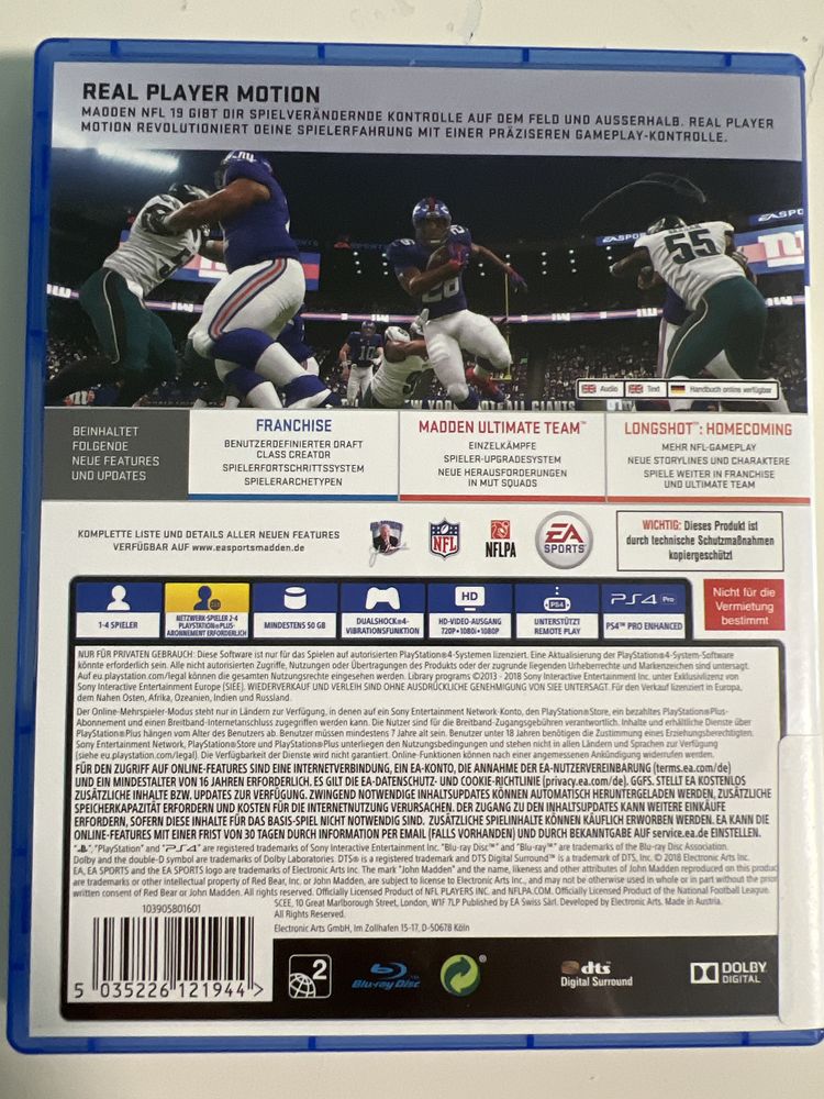 #909 madden 19 nfl 19 rugby ps4 plasystation 4 gra