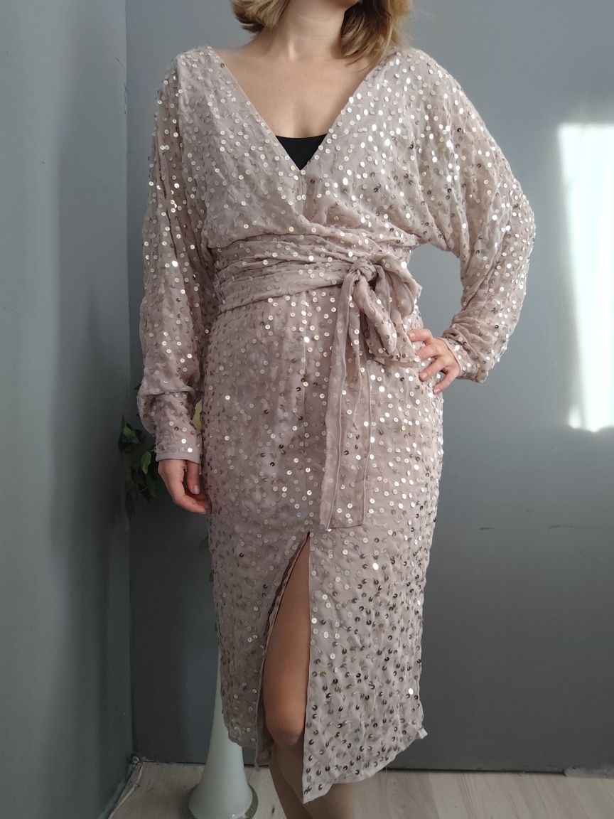 ASOS Design – Sukienka midi z kopertową talią, rękawami typu nietoperz