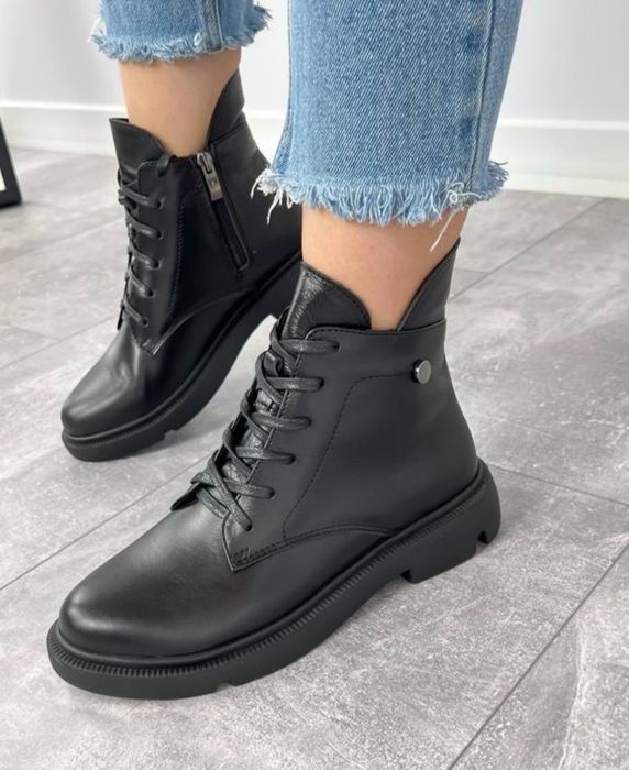 Черевики зимові шкіряні, низький хід , ботинки зима кожа