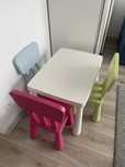 Meble Ikea Mamut dla dzieci stolik bialy +3 krzeselka ikea