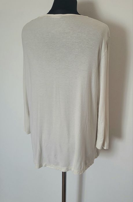 Śmietankowa bluzka damska z długimi rękawami plus size 92% wiskoza