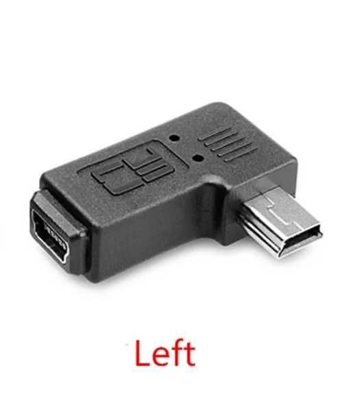 Переходник Mini USB «штекер-гнездо» на 90 градусов с левым  углом