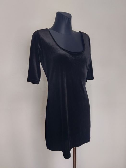Czarna ala welurowa tunika bluzka Next elegancka 42 XL