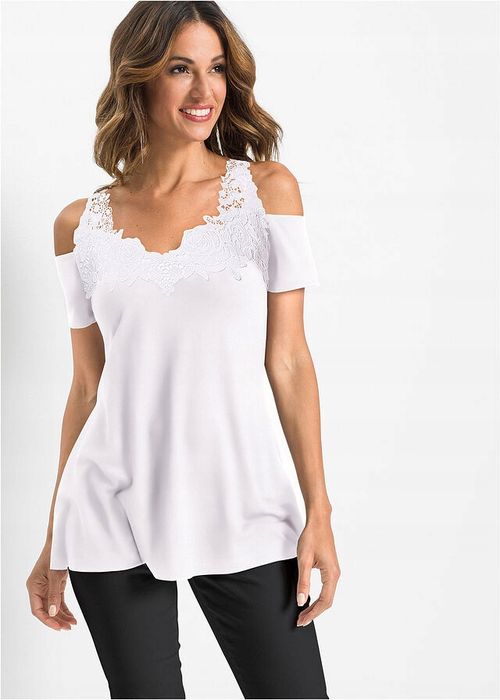 B.P.C bluzka odkryte ramiona koronka biała ^32/34