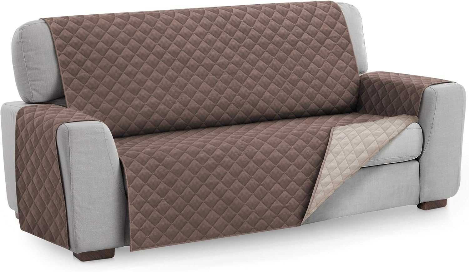 Textilhome Pokrowiec na sofę 3-osobowy, dwustronny brązowy 160 cm