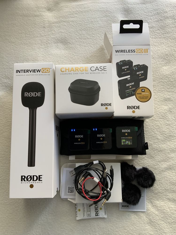 Rode Wireles GO II + Interview GO + Charger case - orginalny nowy set