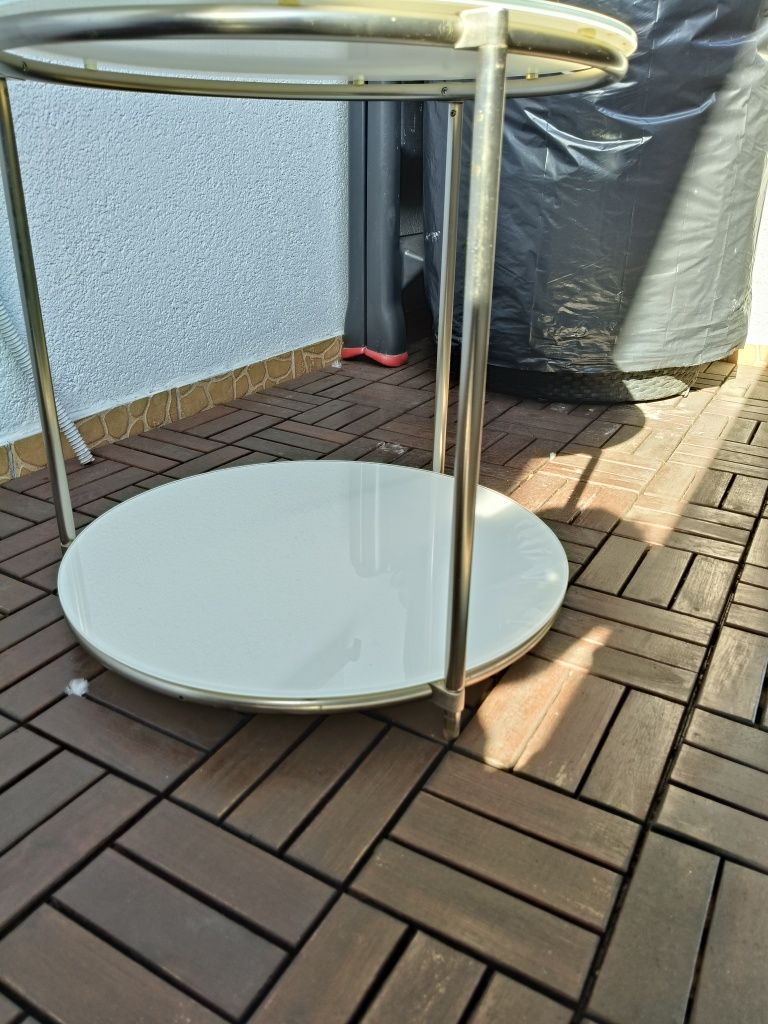 Stolik kawowy szklany okrągły Ikea Strind bez kółek