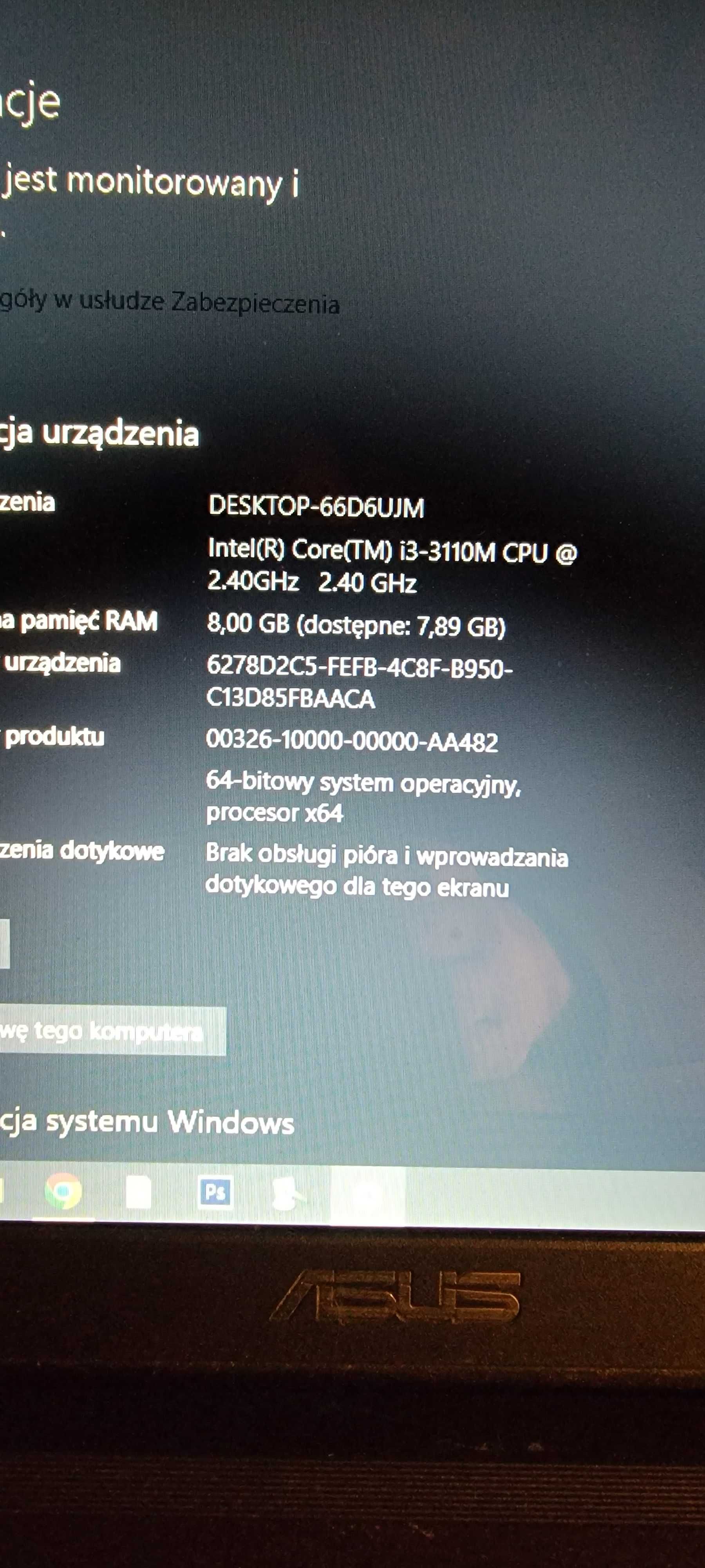 Laptop Asus Intel Core i3 , 8GB, ssd 250gb, 15.1 cal , GeForce 2gb