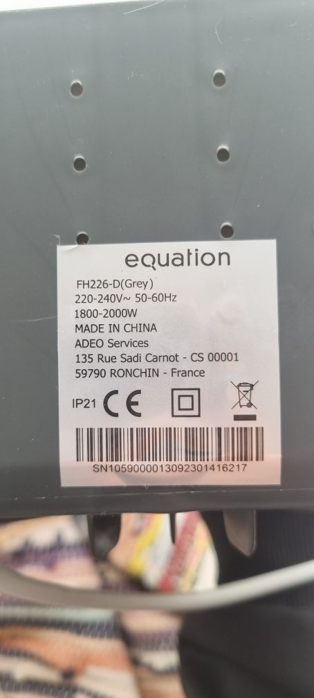 Termoventilador vertical EQUATION FIVE2 2000W CINZENTO ESCURO