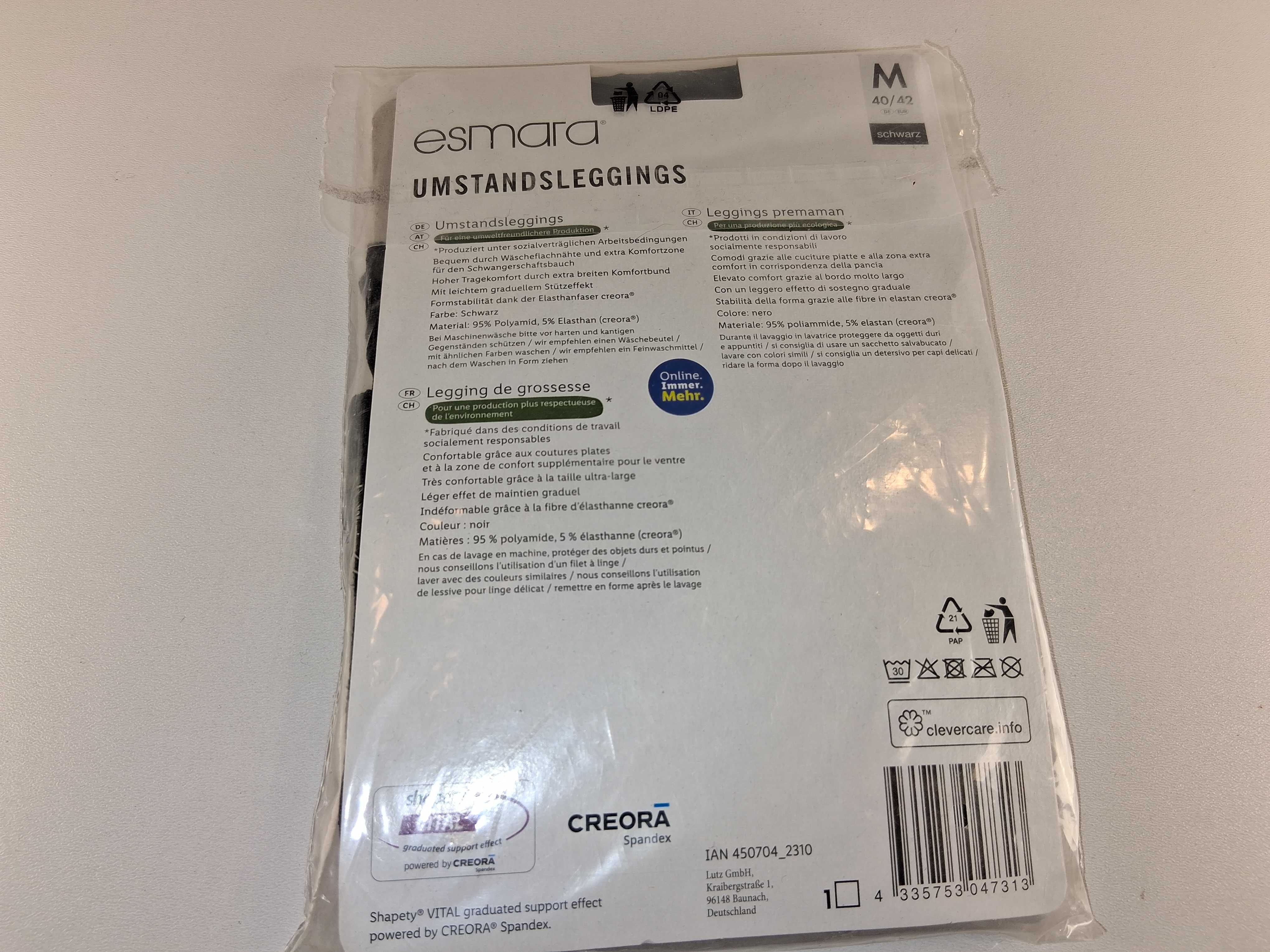 A092 Esmara Legginsy Ciążowe Basic 100 Czarne Matowe M 40/42