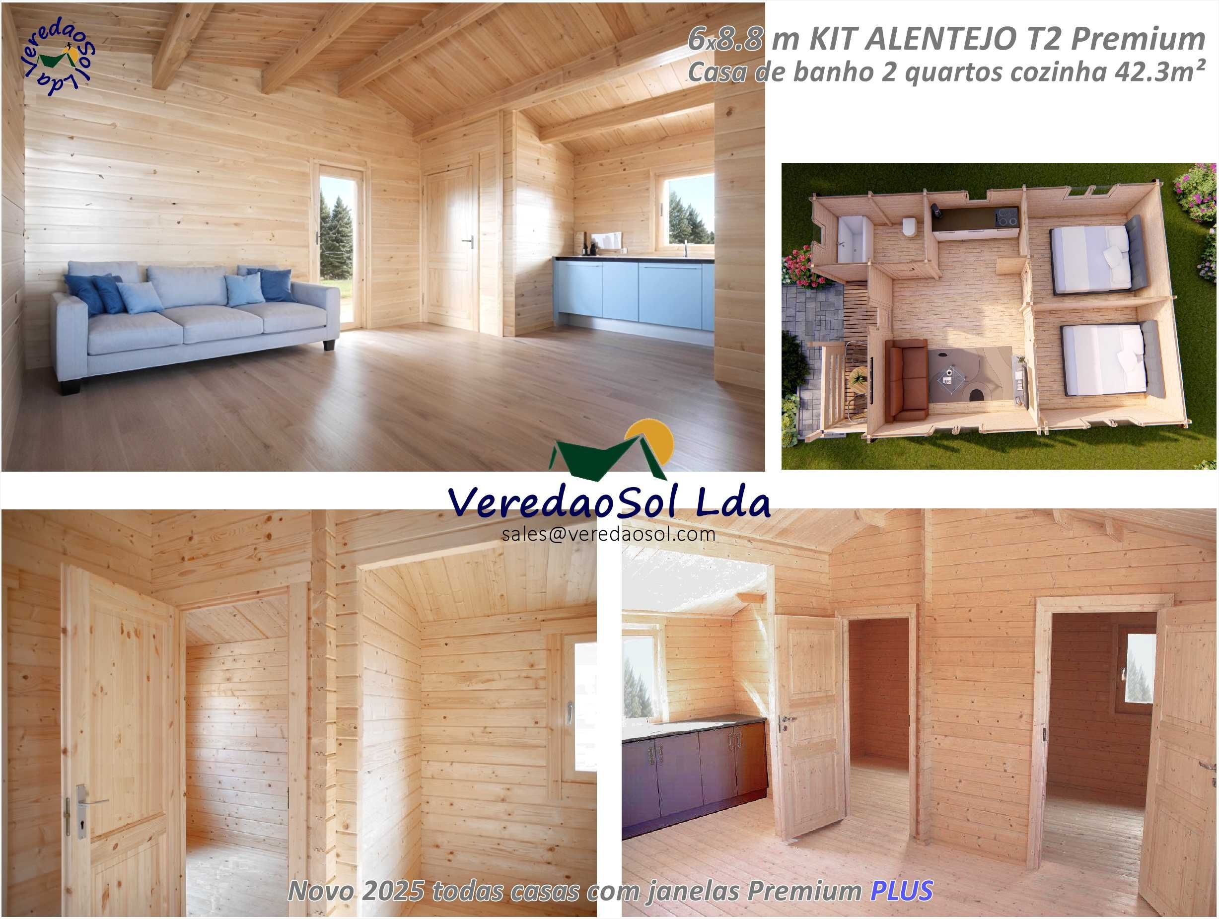 Casa madeira ALENTEJO - Almeria 44mm T2 - 59m² - Preço Fábrica!