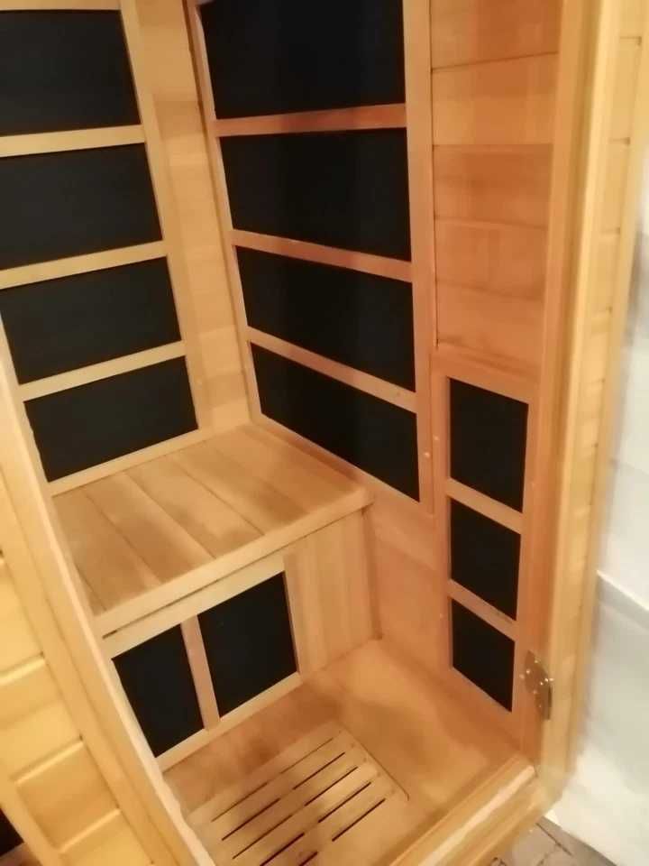 Sauna kabina infrared na podczerwień szklana 2os drewno 230V radio
