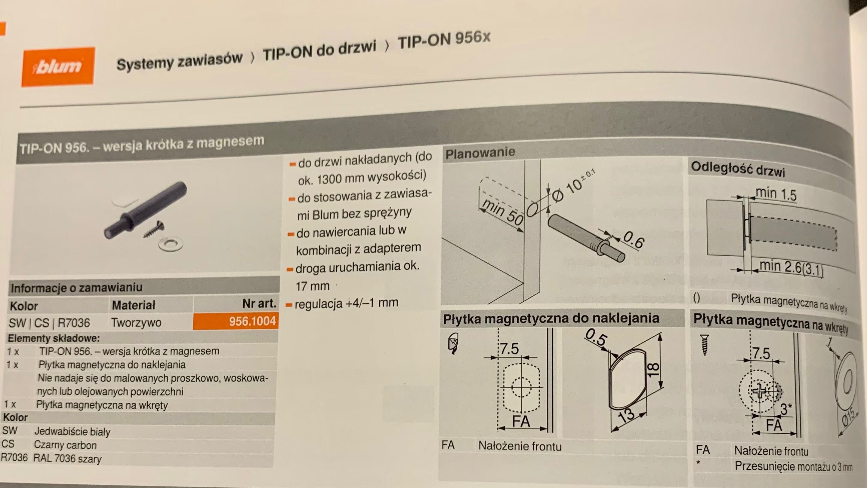 BLUM Tip-on 956.1004 wersja krótka