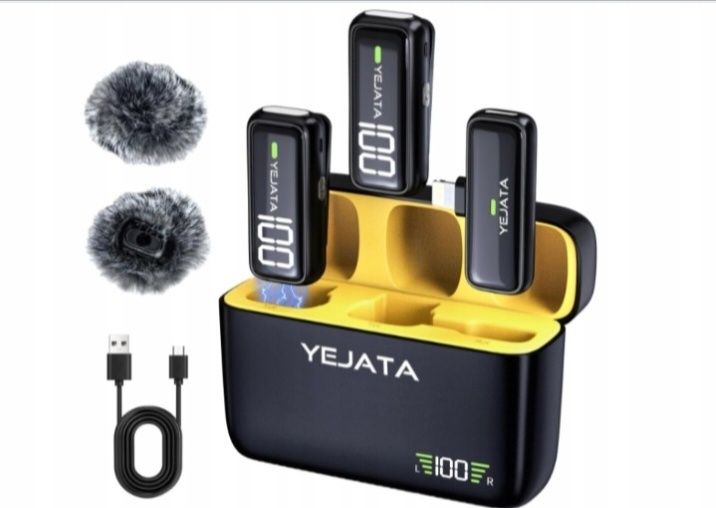 Zestaw dwóch bezprzewodowych mikrofonów YEJATA K6 + etui /d0