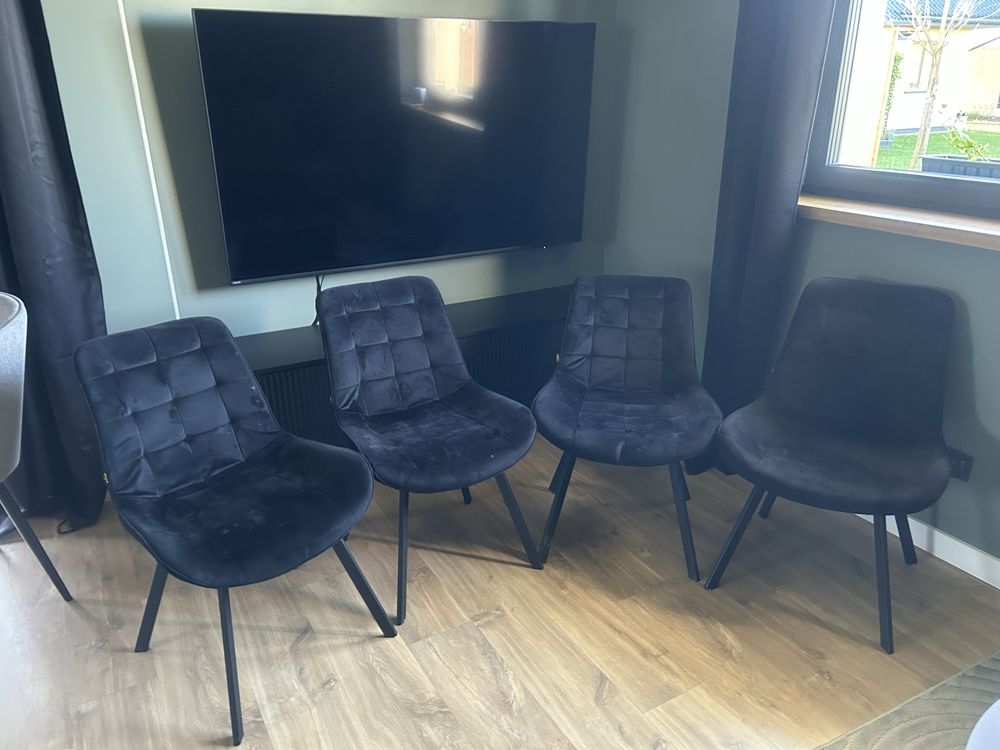 4x krzesla czarny weleur
