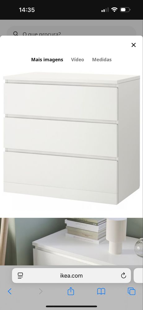 Cómoda Malm Ikea 3 gavetas