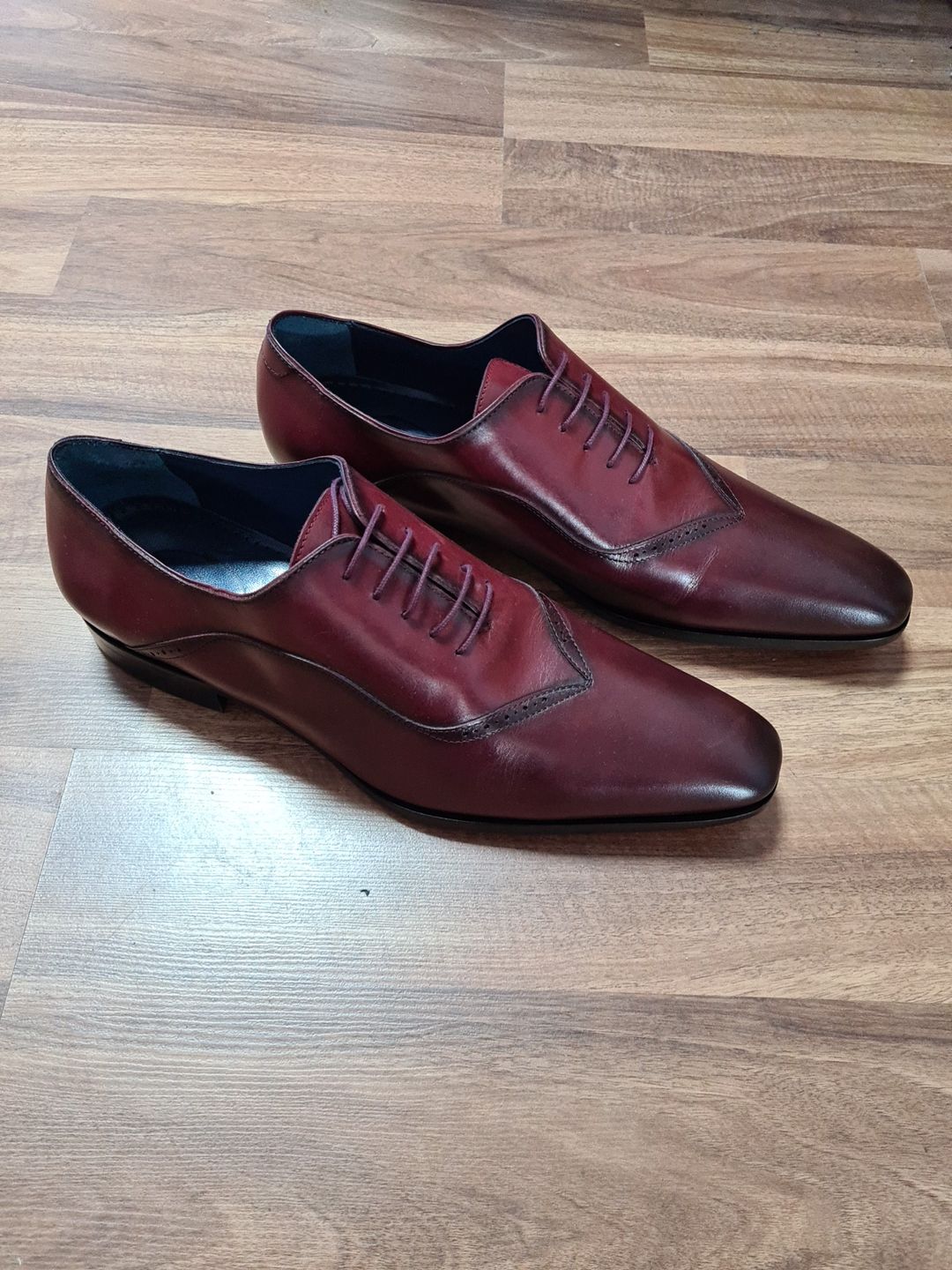 Brett & Sons Eleganckie buty wizytowe męskie Bordowe duże rozmiar 45