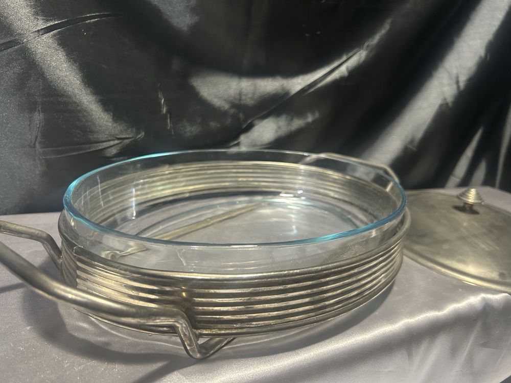 Szklana Patera MARINEX Metalowa Oprawa z Pokrywką Idealna na Przyjęcia