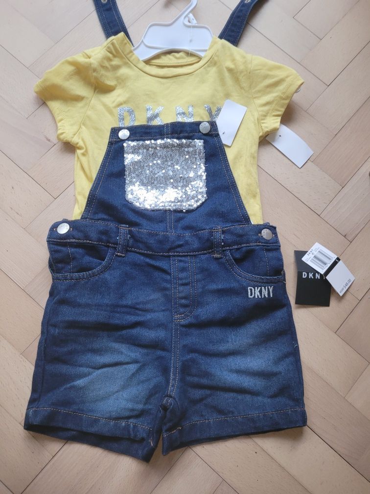 Dkny ogrodniczki jeansowe komplet