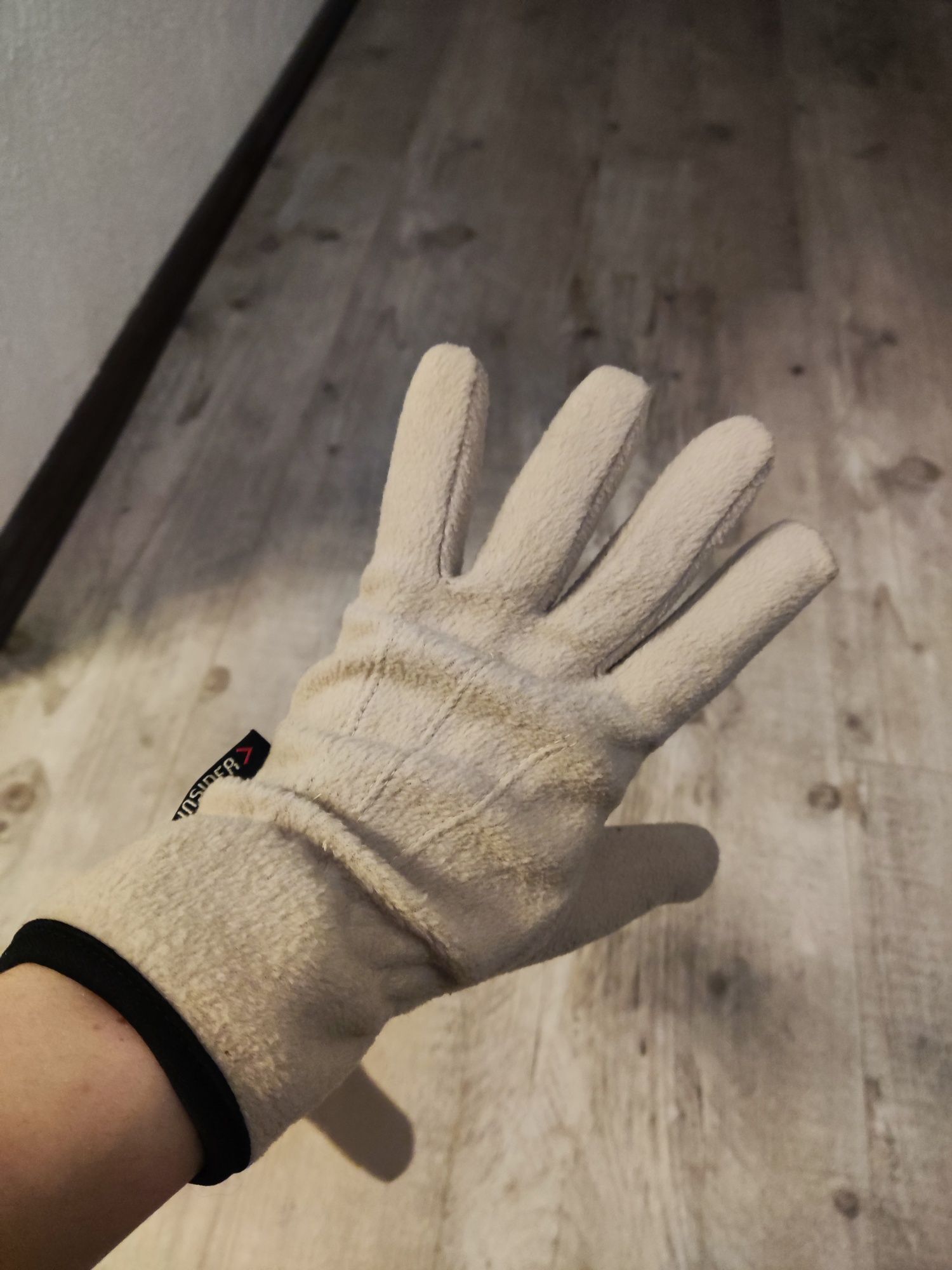 Damskie rękawiczki frotte beżowe L XL 40 42