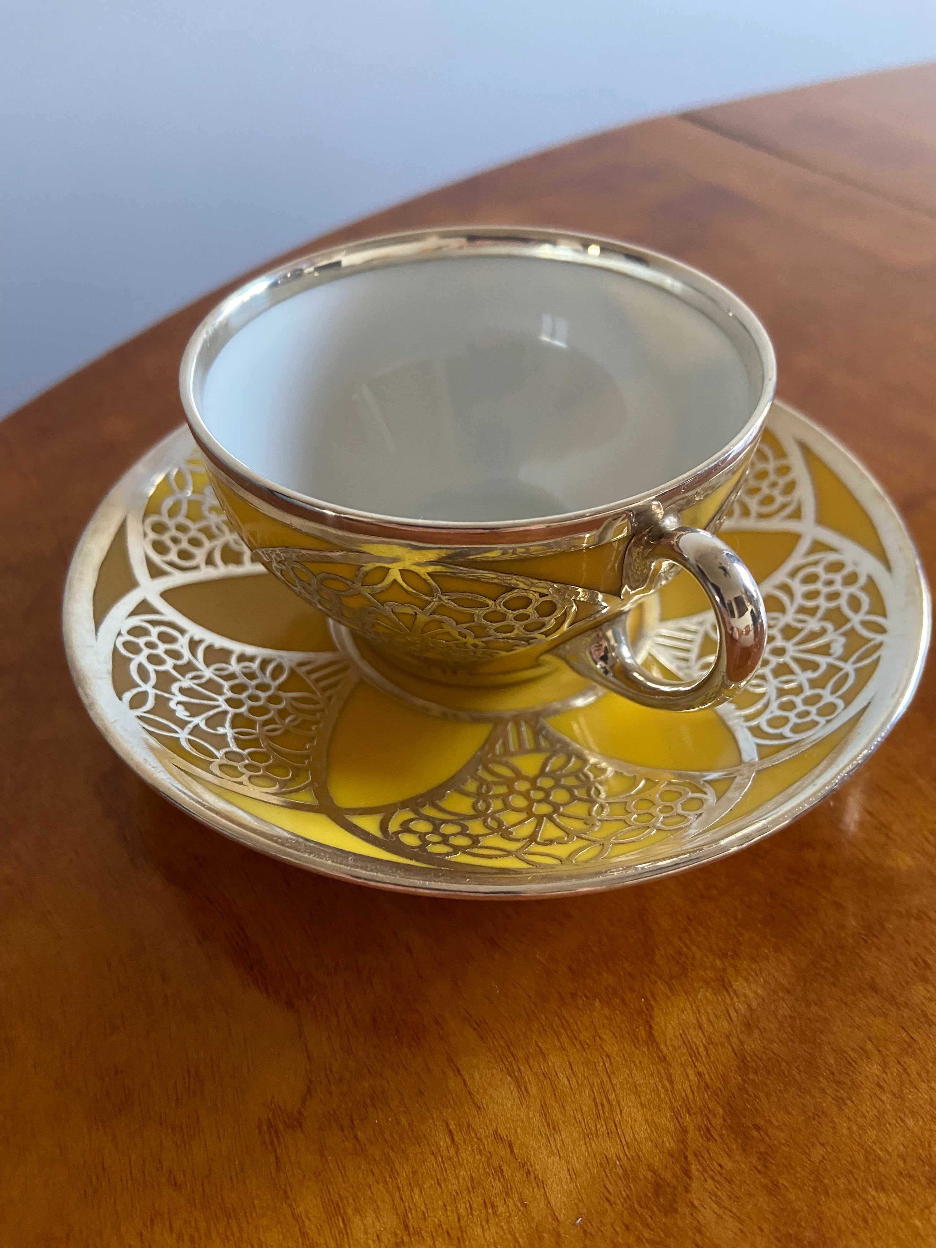 Filiżanka porcelanowa mokka okuta srebrem Tischenreuth
