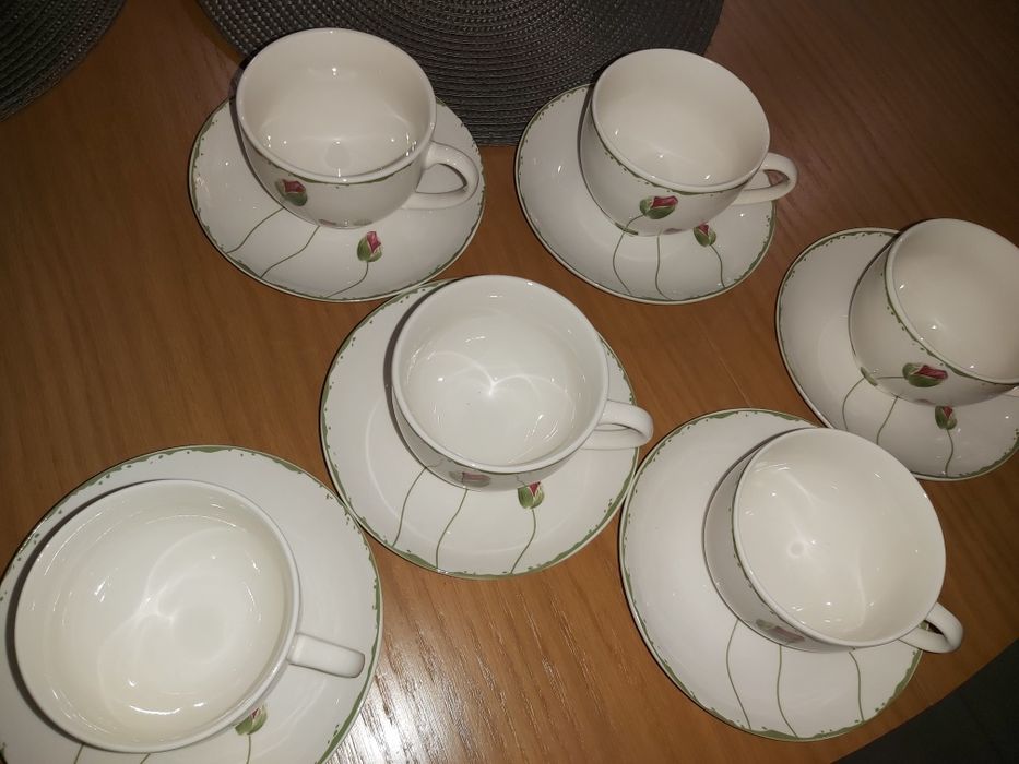 Zestaw porcelana filiżanki spodki 12 elementów Florina