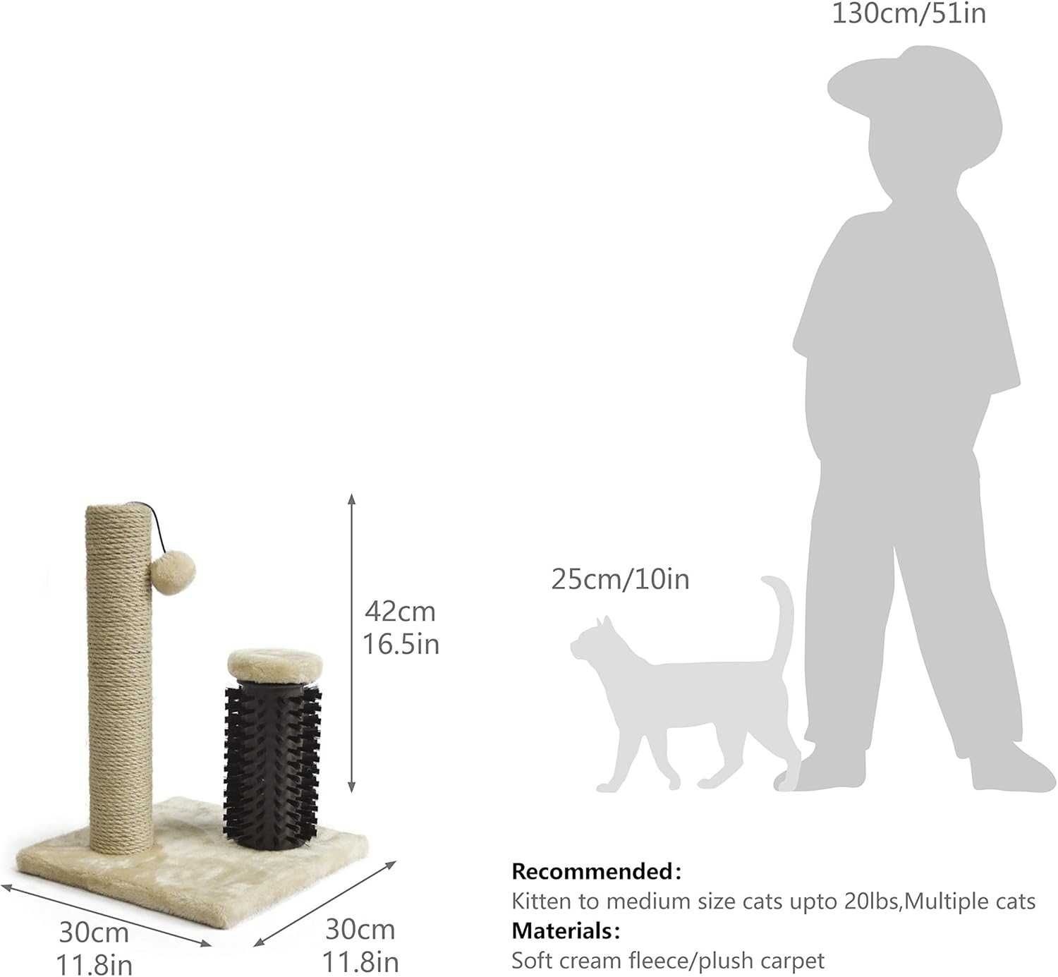 Drapak dla kota ze szczotką, 30,9 x 30,9 x 42 cm Amazon Basics