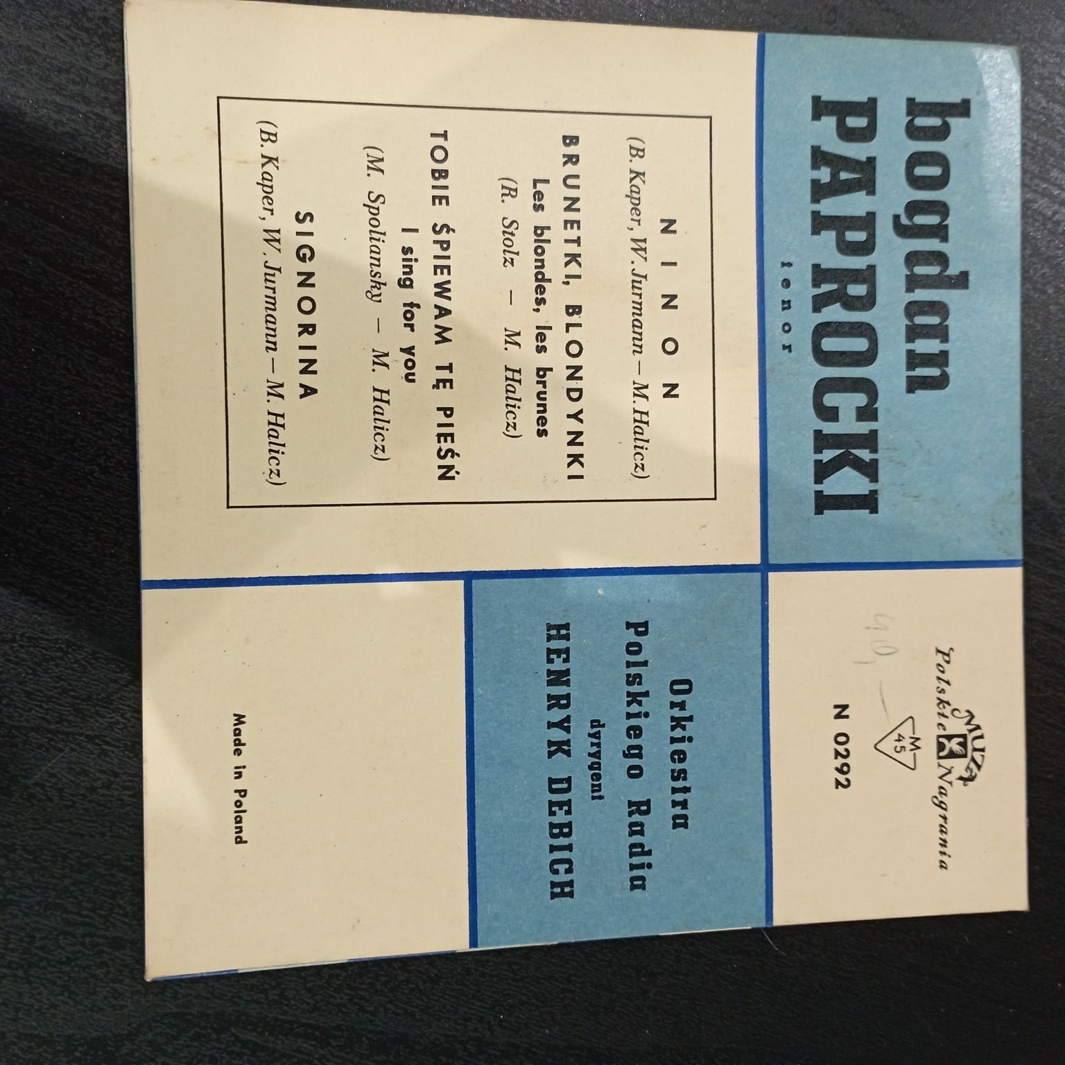 Płyta winylowa Bogdan Paprocki tenor