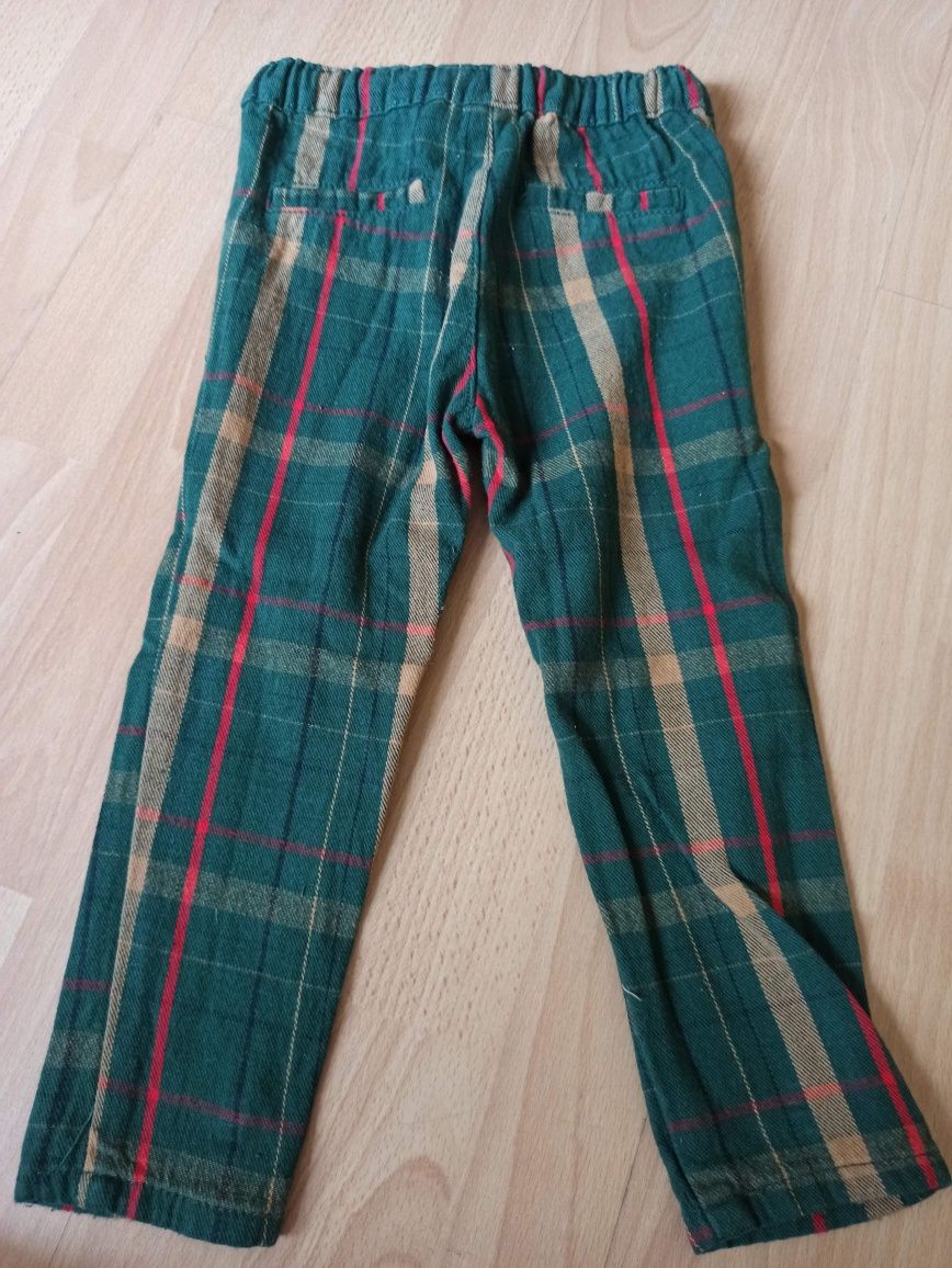 Spodnie w kratkę eleganckie świąteczne 98